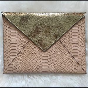 Loeffler Randall Python Embossed Leather Clutch